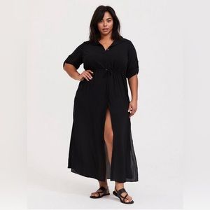 Black Button Down Coverup Dress